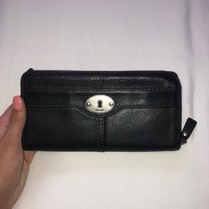 Black leather Fossil wallet